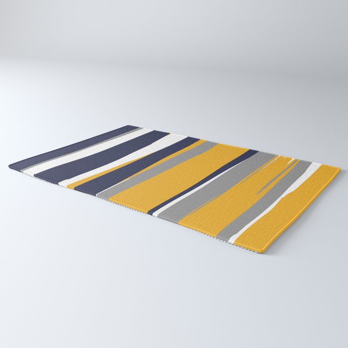 Stripes Abstract, Yellow, Grey, Navy Rug Gallery Image 3