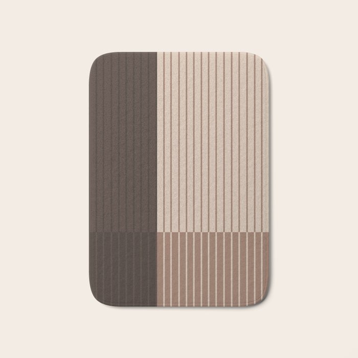 Color Block Line Abstract LXXXI Mocha Coffee Bath Mat Gallery Image 1