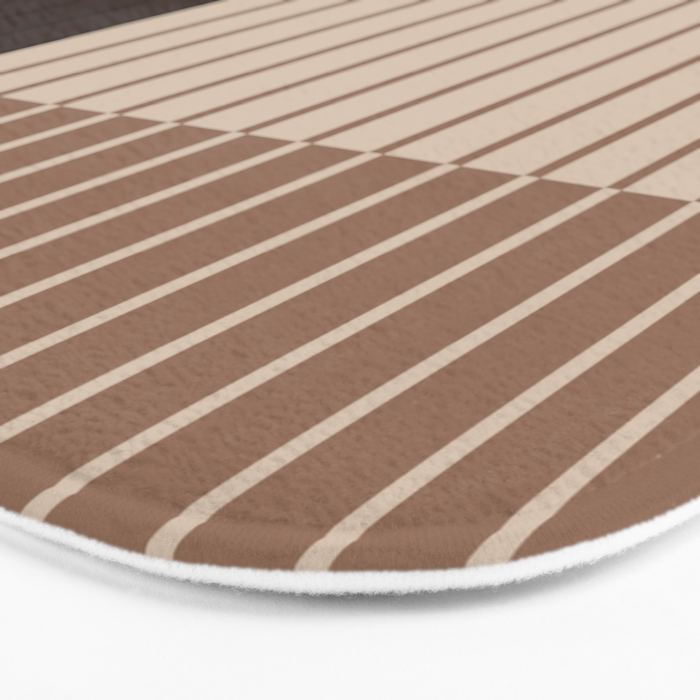 Color Block Line Abstract LXXXI Mocha Coffee Bath Mat Gallery Image 3