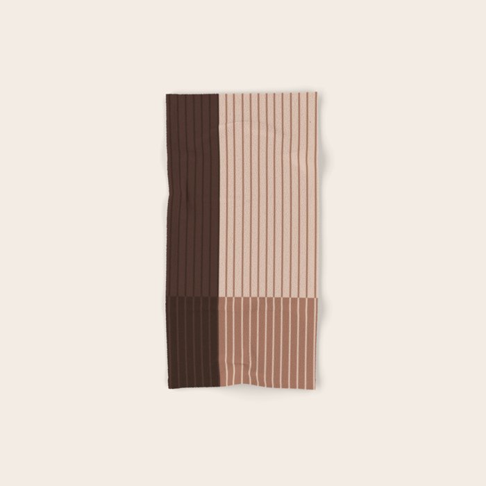 Color Block Line Abstract LXXXI Mocha Coffee Bath Towel Gallery Image 1