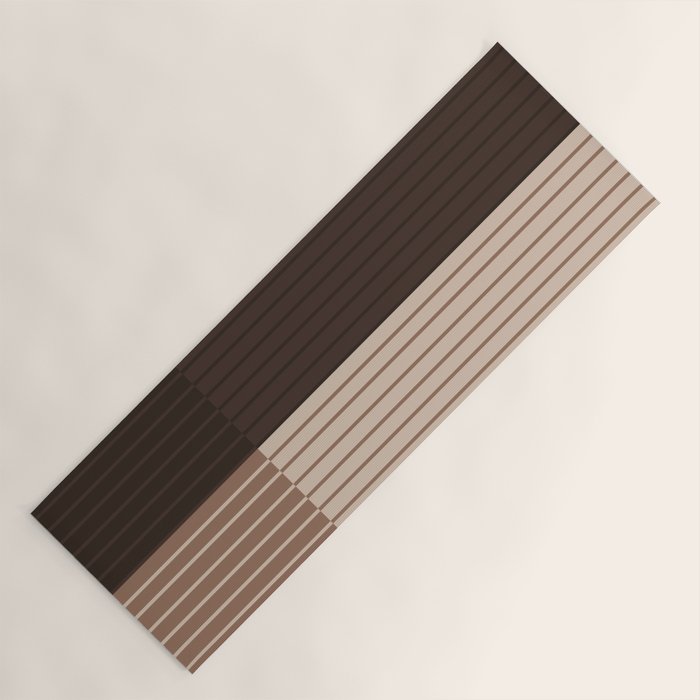 Color Block Line Abstract LXXXI Mocha Coffee Yoga Mat Gallery Image 1
