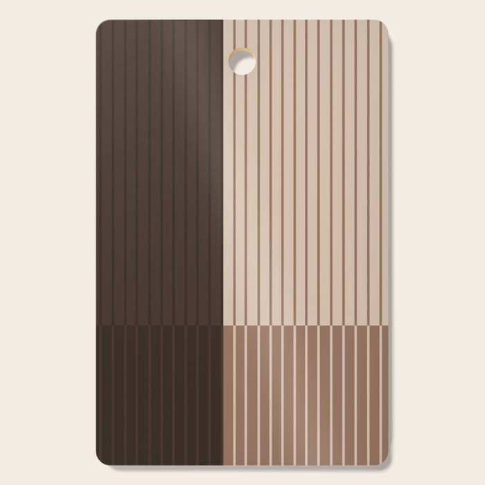 Color Block Line Abstract LXXXI Mocha Coffee Cutting Board Gallery Image 1