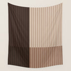 Color Block Line Abstract LXXXI Mocha Coffee Wall Tapestry Gallery Image 4