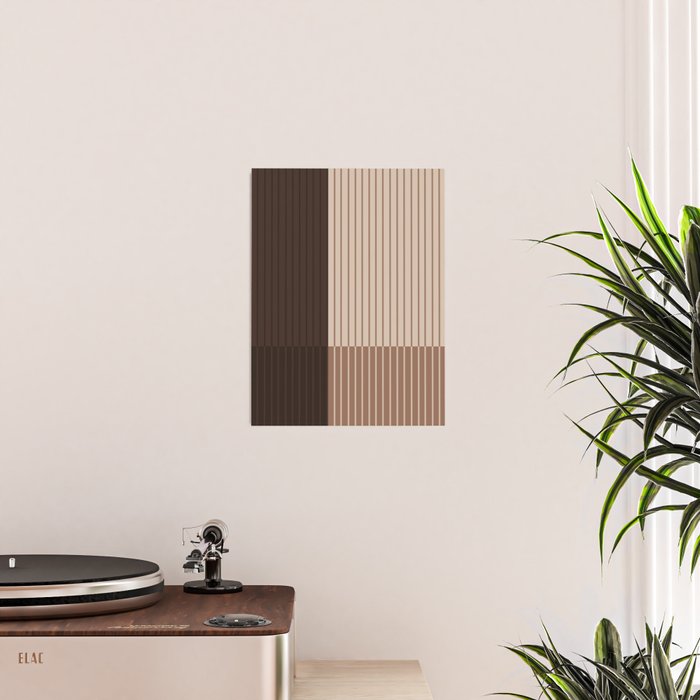 Color Block Line Abstract LXXXI Mocha Coffee Poster Gallery Image 2