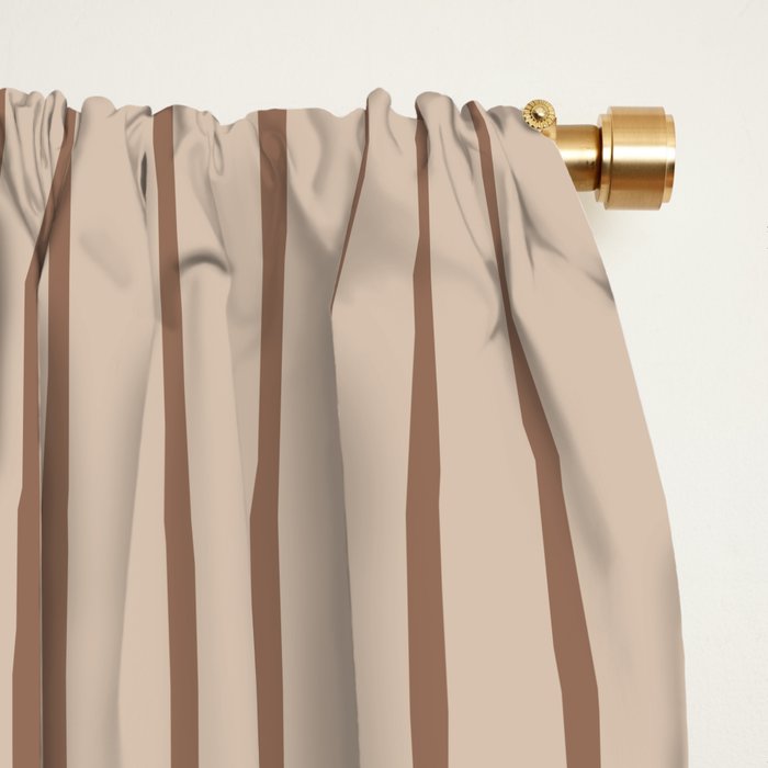 Color Block Line Abstract LXXXI Mocha Coffee Window Curtain Gallery Image 2