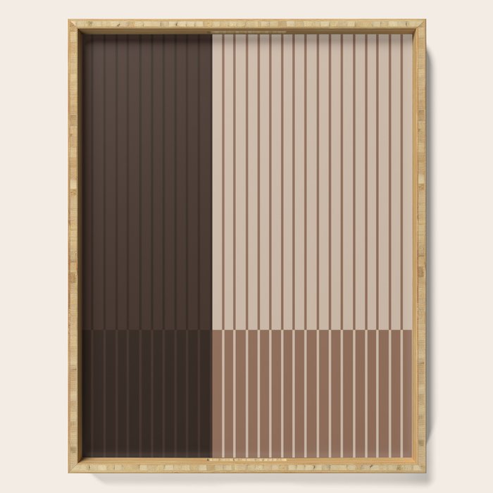Color Block Line Abstract LXXXI Mocha Coffee Serving Tray Gallery Image 1