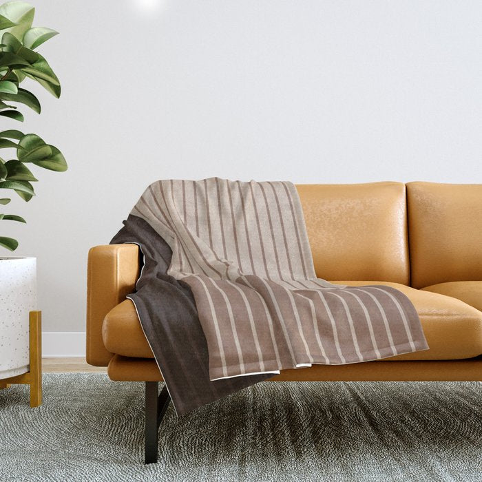 Color Block Line Abstract LXXXI Mocha Coffee Throw Blanket Gallery Image 1