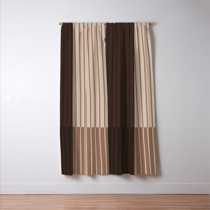 Color Block Line Abstract LXXXI Mocha Coffee Window Curtain Gallery Image 3