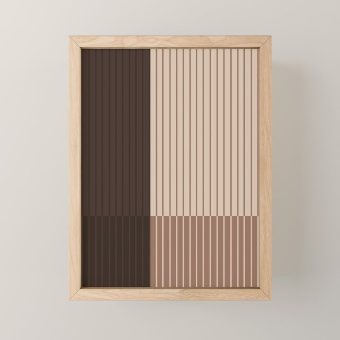 Color Block Line Abstract LXXXI Mocha Coffee Mini Art Print Gallery Image 1
