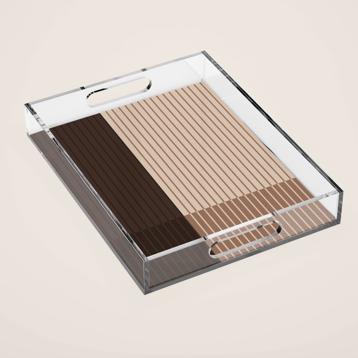 Color Block Line Abstract LXXXI Mocha Coffee Acrylic Tray Gallery Image 1