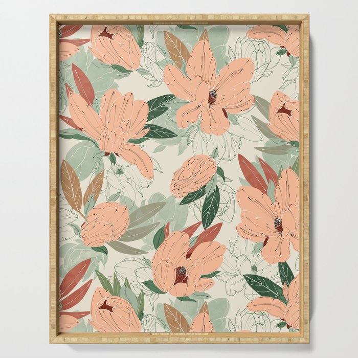 Big floral blossoms MF-24 Serving Tray Gallery Image 1