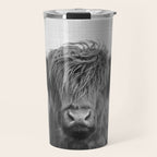 Highland Cow - Black & White Travel Mug Gallery Image 1