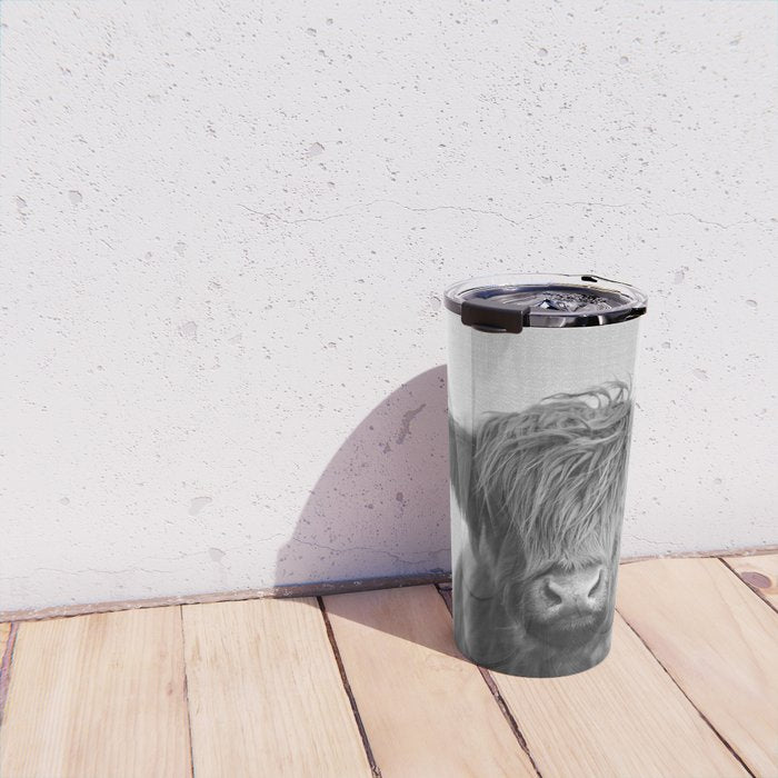 Highland Cow - Black & White Travel Mug Gallery Image 4