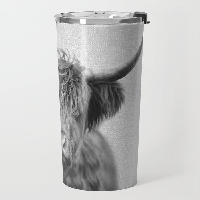 Highland Cow - Black & White Travel Mug Gallery Image 2