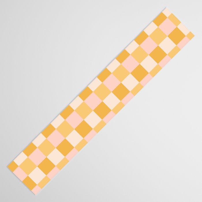 Yellow and peachy pink checks Table Runner Gallery Image 3