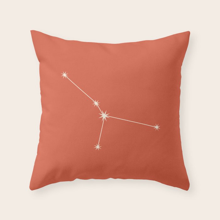 Cancer Zodiac Star Constellation Line Art Coral Red Throw Pillow Gallery Image 6