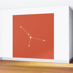 Cancer Zodiac Star Constellation Line Art Coral Red Wall Mural Gallery Image 2