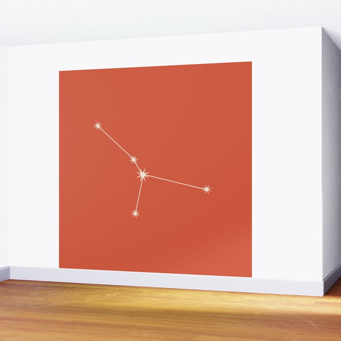 Cancer Zodiac Star Constellation Line Art Coral Red Wall Mural Gallery Image 2