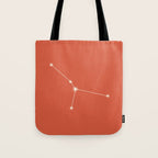 Cancer Zodiac Star Constellation Line Art Coral Red Tote Bag Gallery Image 1