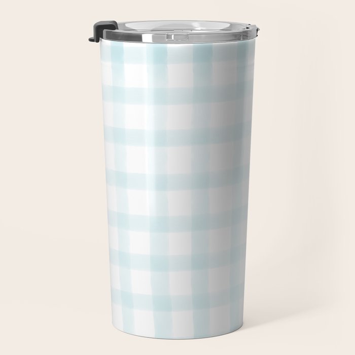 Light Blue Gingham Travel Mug Gallery Image 3