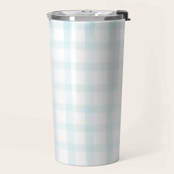 Light Blue Gingham Travel Mug Gallery Image 2