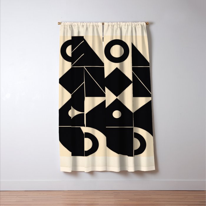 Geometric Shapes Black and White 4 Window Curtain Gallery Image 3