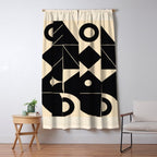 Geometric Shapes Black and White 4 Window Curtain Gallery Image 5
