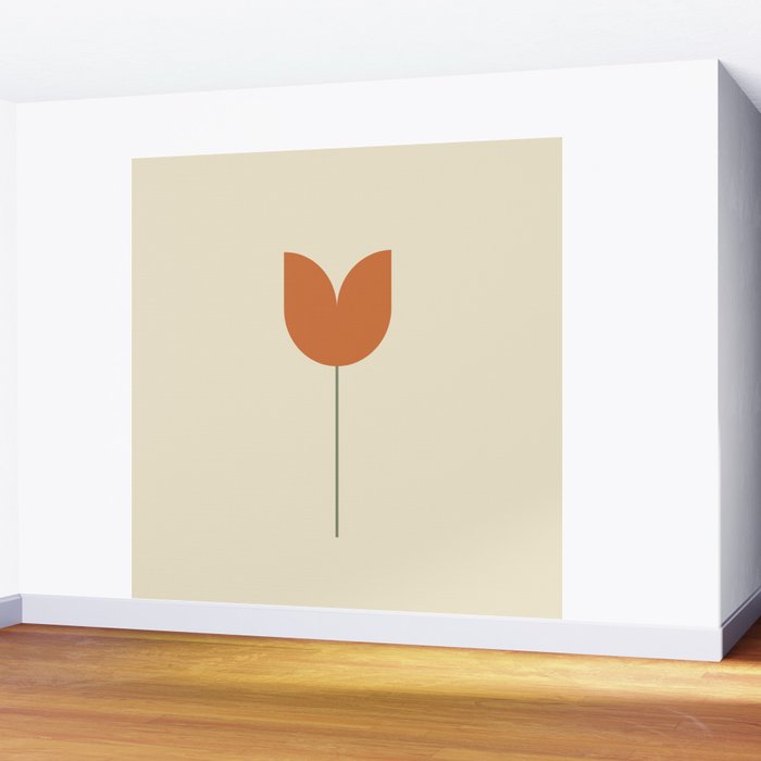Vintage Tulip Minimalism - Red Wall Mural Gallery Image 2