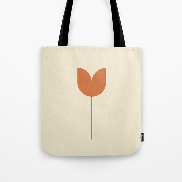 Vintage Tulip Minimalism - Red Tote Bag Gallery Image 1