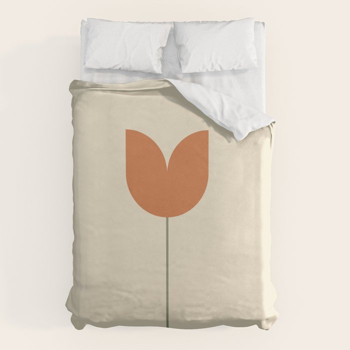 Vintage Tulip Minimalism - Red Duvet Cover Gallery Image 6