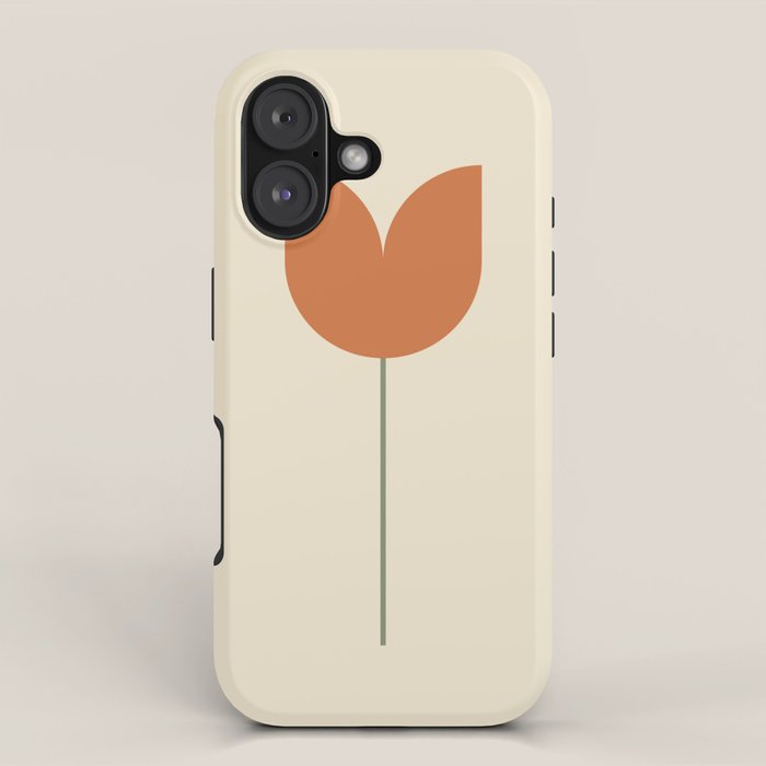 Vintage Tulip Minimalism - Red iPhone Case Gallery Image 1