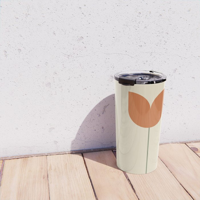 Vintage Tulip Minimalism - Red Travel Mug Gallery Image 4