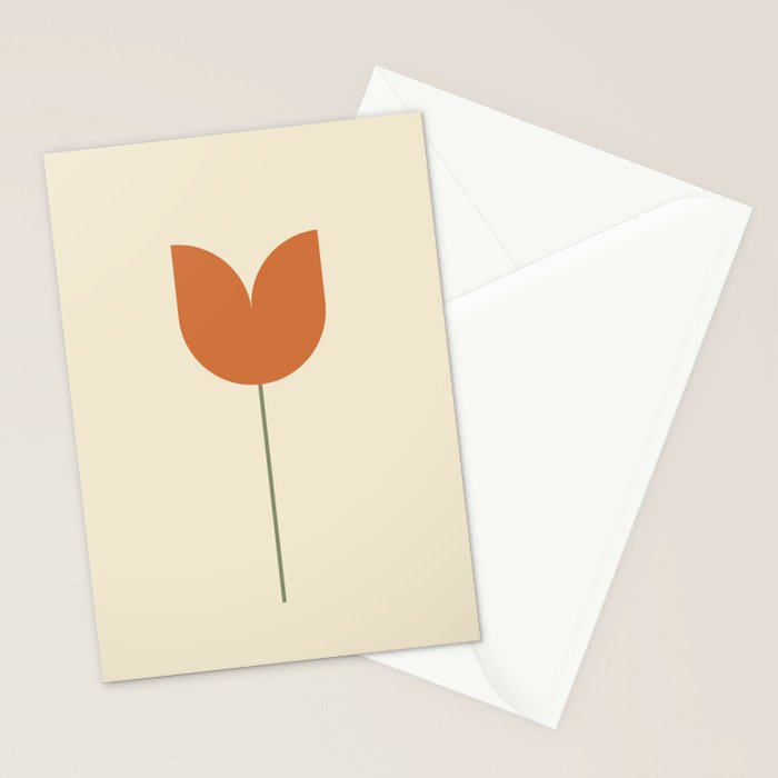 Vintage Tulip Minimalism - Red Stationery Card Gallery Image 2