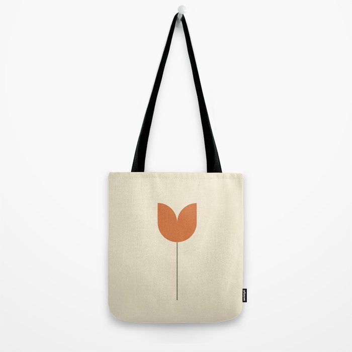 Vintage Tulip Minimalism - Red Tote Bag Gallery Image 2