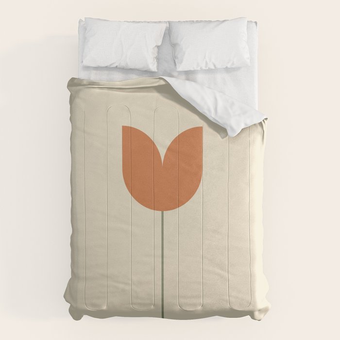 Vintage Tulip Minimalism - Red Comforter Gallery Image 1