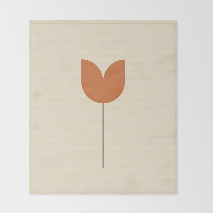Vintage Tulip Minimalism - Red Throw Blanket Gallery Image 2