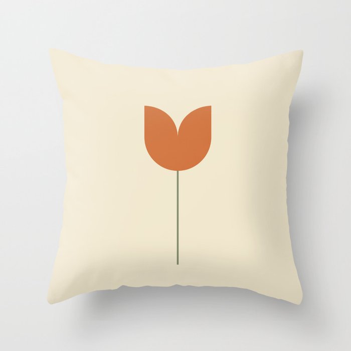 Vintage Tulip Minimalism - Red Throw Pillow Gallery Image 6