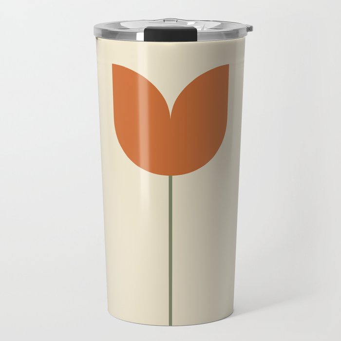 Vintage Tulip Minimalism - Red Travel Mug Gallery Image 1