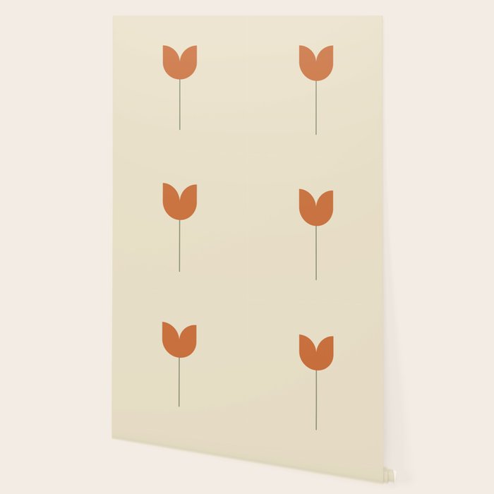 Vintage Tulip Minimalism - Red Wallpaper Gallery Image 2