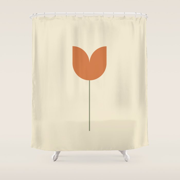 Vintage Tulip Minimalism - Red Shower Curtain Gallery Image 1