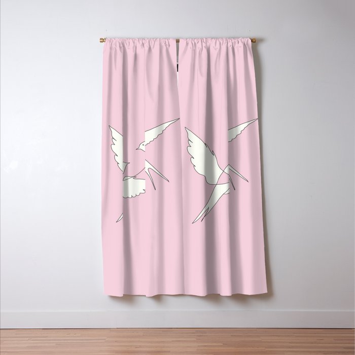 Two Swallows Line Art Window Curtain Gallery Image 3
