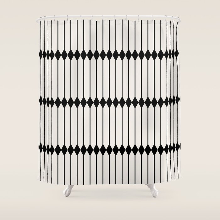 Minimal Geometric Pattern - Black Shower Curtain Gallery Image 1