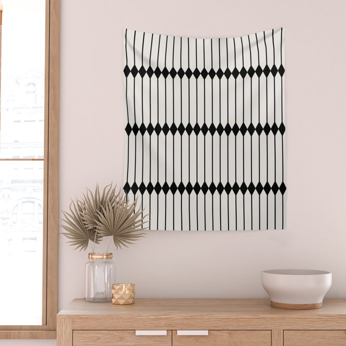 Minimal Geometric Pattern - Black Wall Tapestry Gallery Image 2