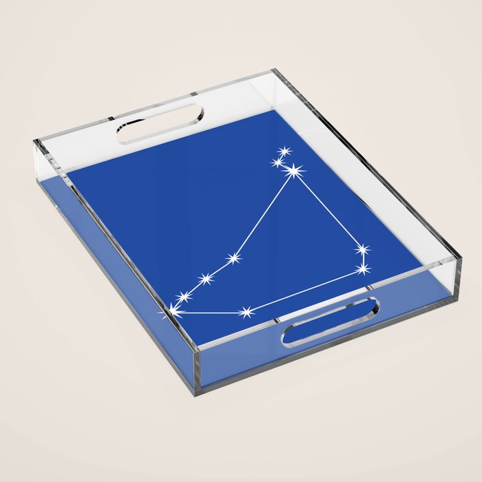 Capricorn Zodiac Star Constellation Line Art Vibrant Blue Acrylic Tray Gallery Image 1