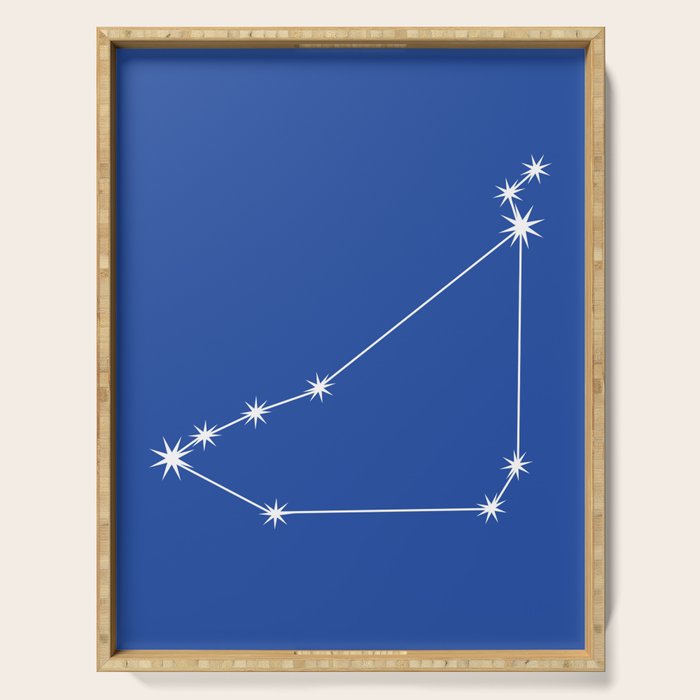 Capricorn Zodiac Star Constellation Line Art Vibrant Blue Serving Tray Gallery Image 1