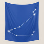 Capricorn Zodiac Star Constellation Line Art Vibrant Blue Wall Tapestry Gallery Image 4