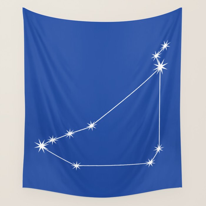 Capricorn Zodiac Star Constellation Line Art Vibrant Blue Wall Tapestry Gallery Image 4