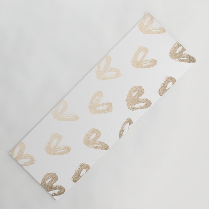 Luxe Gold Hearts on White Yoga Mat Gallery Image 1