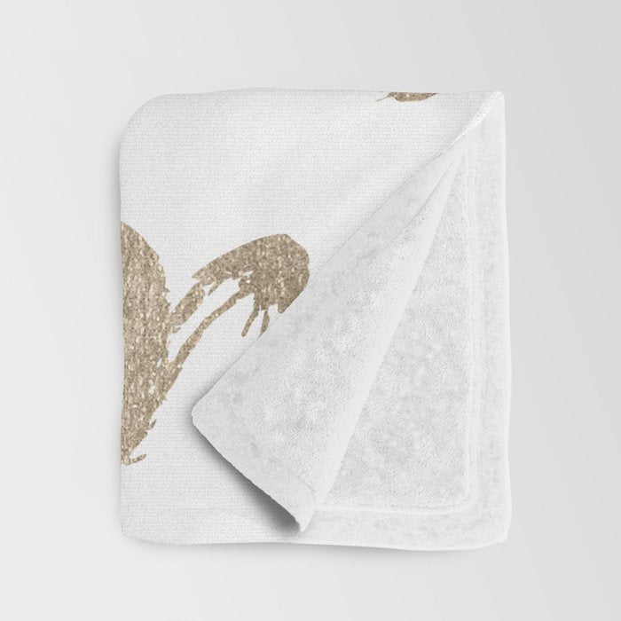 Luxe Gold Hearts on White Throw Blanket Gallery Image 3