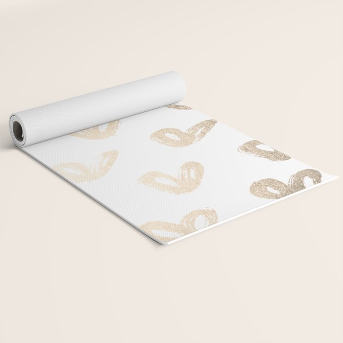 Luxe Gold Hearts on White Yoga Mat Gallery Image 2